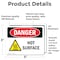 Signmission Hot Surface Sign, 3.5 in H x 5 in W, Vinyl Decal, Hot Surface OS-2PACK-DS-D-35-L-2407 - alternate 2